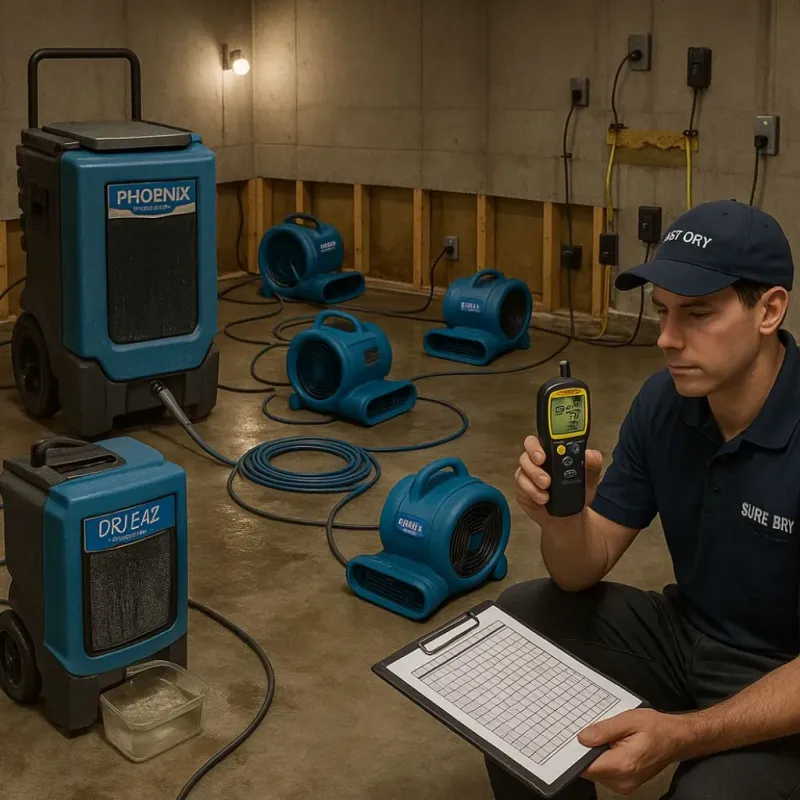 Structural Drying and Dehumidification process in Overlea, MD